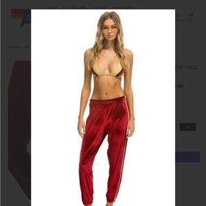 AVIATOR NATION CLASSIC VELVET SWEATPANTS - RED